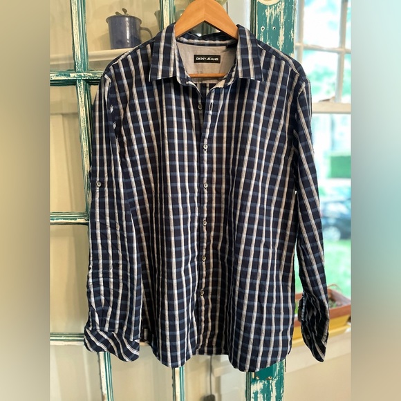 Plaid DKNY BUTTON UP SHIRT - Picture 3 of 3